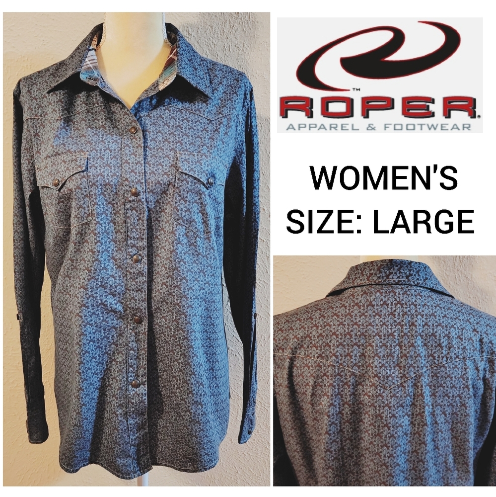 ROPER Long-Sleeve Button Down Western Shirt - Women's Size L